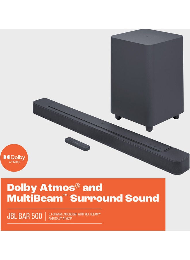 500 5.1-Channel Soundbar With Multibeam And Dolby Atmos Jblbar500Problkuk Black