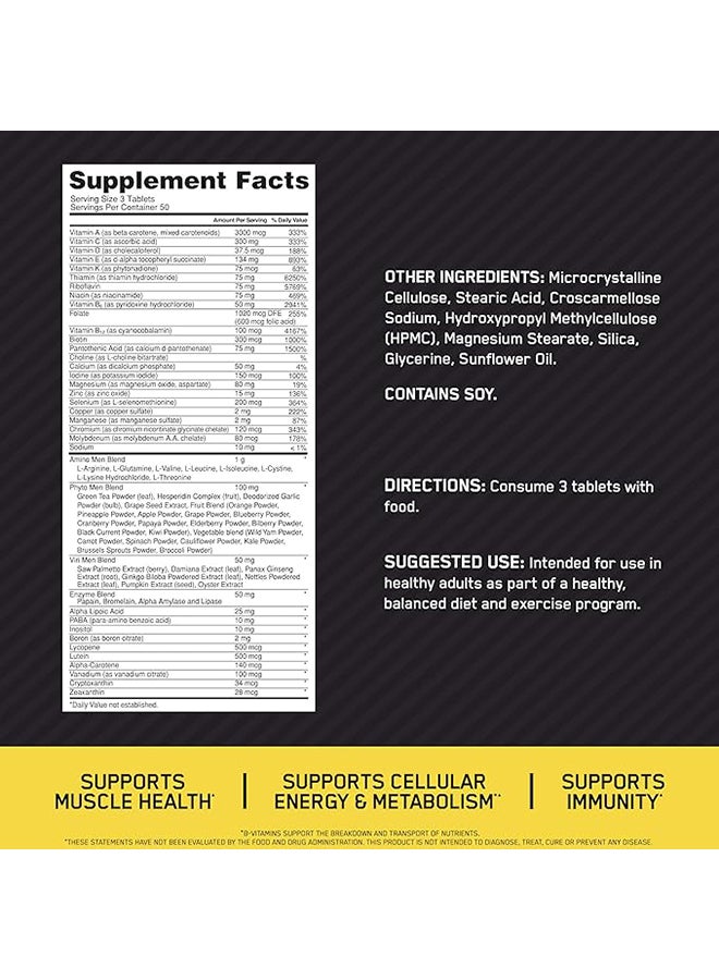 Opti-Men, Vitamin C, Zinc and Vitamin D, E, B12 for Immune Support Mens Daily Multivitamin Supplement - 150 Count