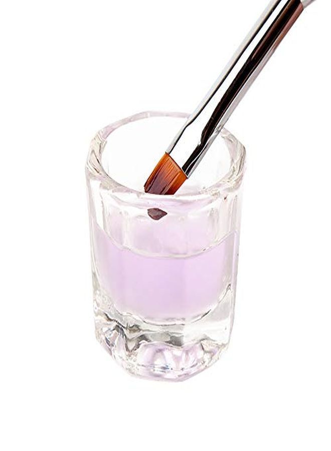 2 Pcs Mini Dappen Dish For Nail Acrylic Powder Glass Crystal Cup With Stainless Steel Lid Nail Art Acrylic Liquid Powder Nail Crystal Bowl Glassware Tools For Nail Art Manicure