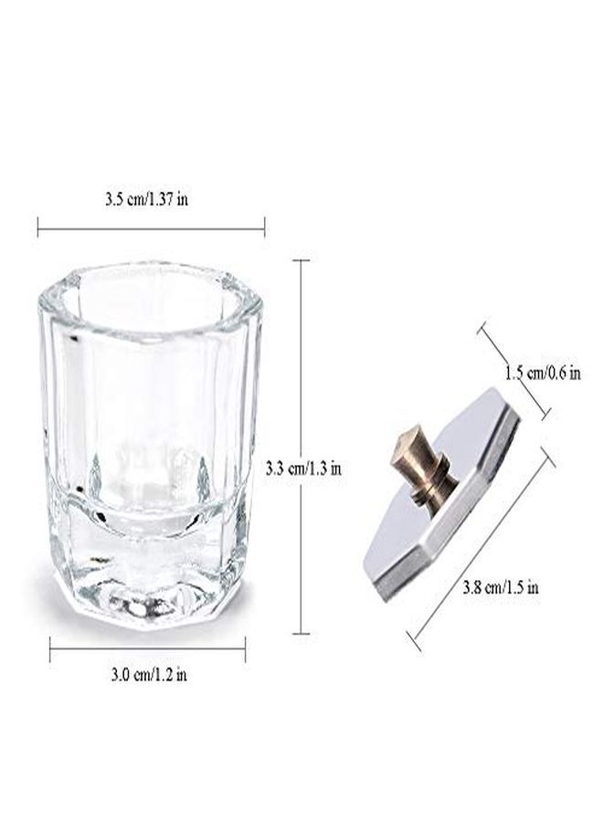 2 Pcs Mini Dappen Dish For Nail Acrylic Powder Glass Crystal Cup With Stainless Steel Lid Nail Art Acrylic Liquid Powder Nail Crystal Bowl Glassware Tools For Nail Art Manicure