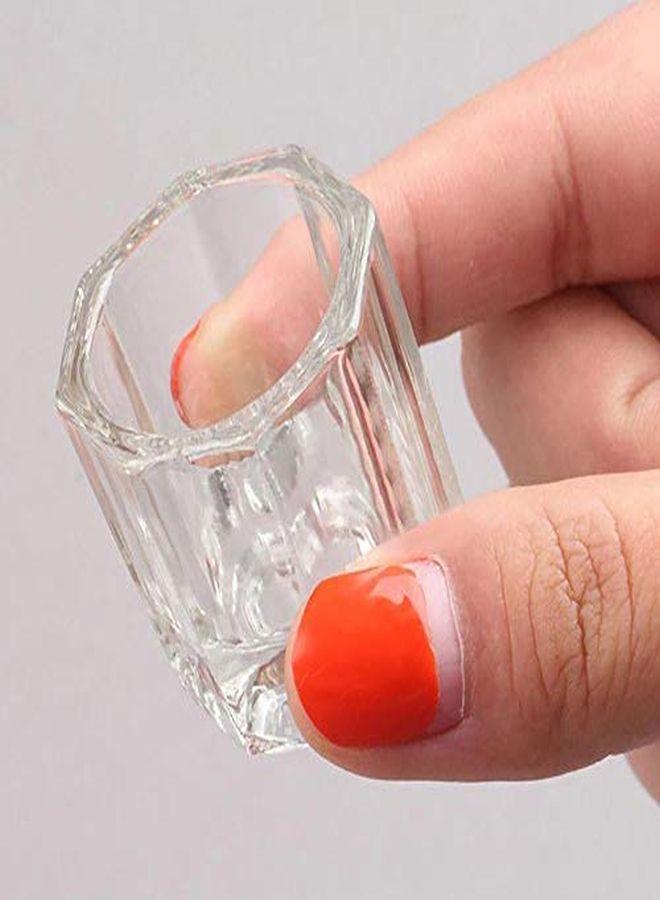 2 Pcs Mini Dappen Dish For Nail Acrylic Powder Glass Crystal Cup With Stainless Steel Lid Nail Art Acrylic Liquid Powder Nail Crystal Bowl Glassware Tools For Nail Art Manicure