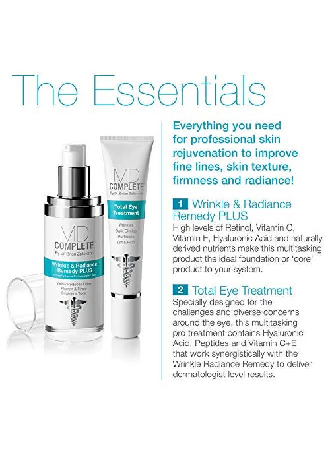 Md Complete Eye Wrinkle Duo;Professional Dermatologist Skin Rejuvenation Total Eye Treatment With Hyaluronic Acid 05 Fl Oz ; Set Of Two