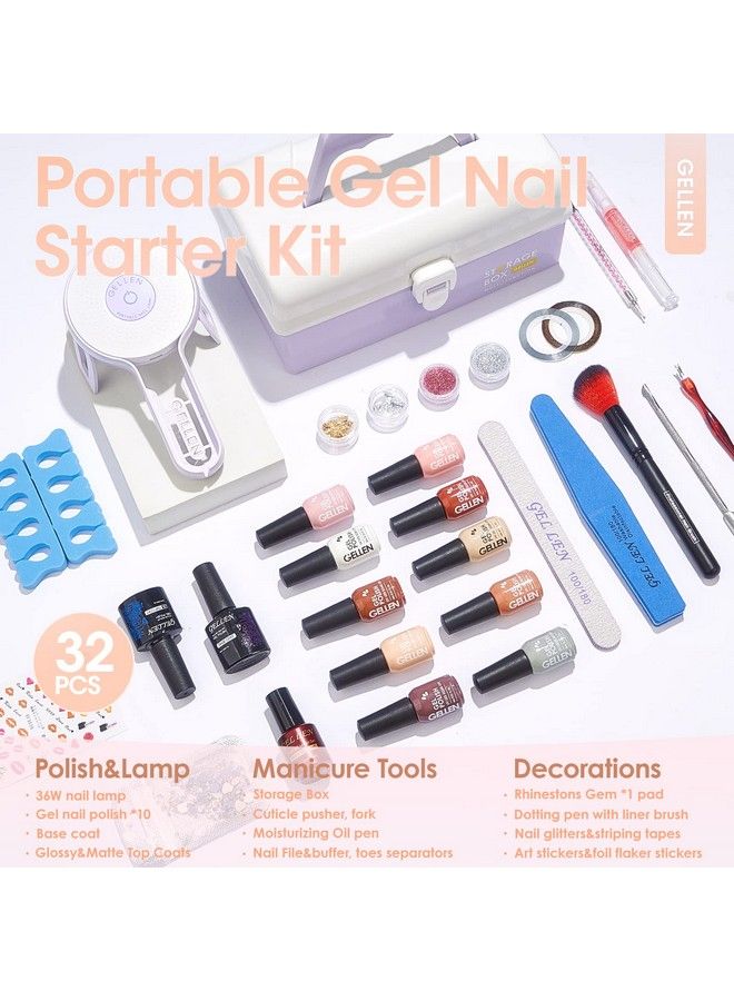 Gel Nail Polish Kit With U V Light 10 Colors Gentle Nude Tones Gel Nail Polish Kit With 36W Nail Lamp Gel Nail Polish Set Starter Kit With Storage Box Soak Off Nail Gel Kit Manicure Set