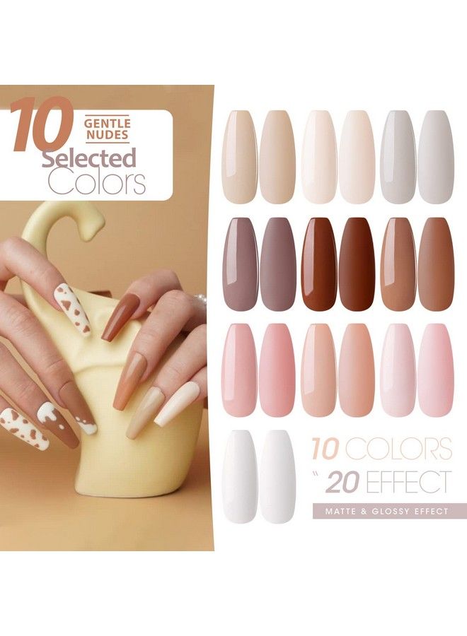 Gel Nail Polish Kit With U V Light 10 Colors Gentle Nude Tones Gel Nail Polish Kit With 36W Nail Lamp Gel Nail Polish Set Starter Kit With Storage Box Soak Off Nail Gel Kit Manicure Set