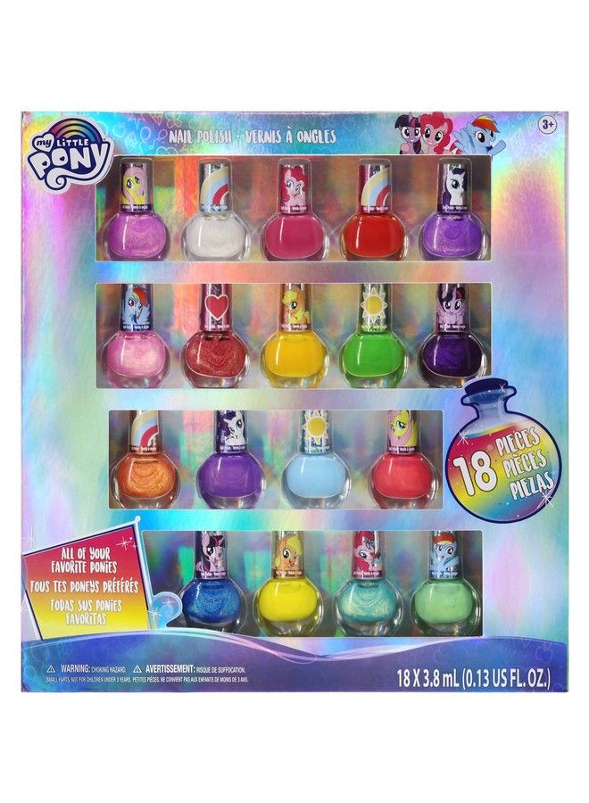 My Little Pony Nontoxic Water Based Peeloff Nail Polish Set With Glittery And Opaque Colors For Girls Kids Teens Ages 3+ Perfect For Parties Sleepovers And Makeovers 18 Pcs