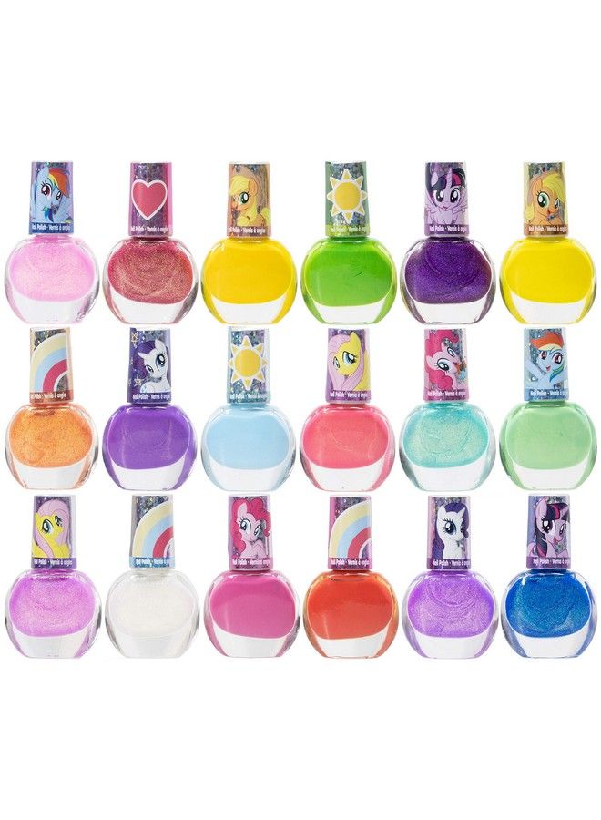 My Little Pony Nontoxic Water Based Peeloff Nail Polish Set With Glittery And Opaque Colors For Girls Kids Teens Ages 3+ Perfect For Parties Sleepovers And Makeovers 18 Pcs