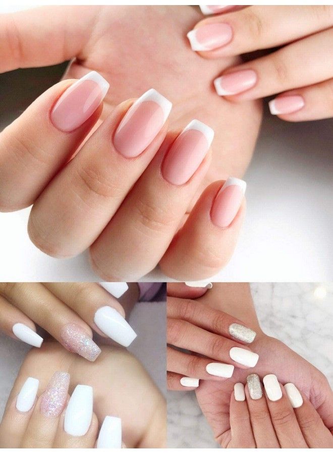 Gel Polish French Manicure Kit Top Base Coat Set Nail Gel Color White Pink Pedicure