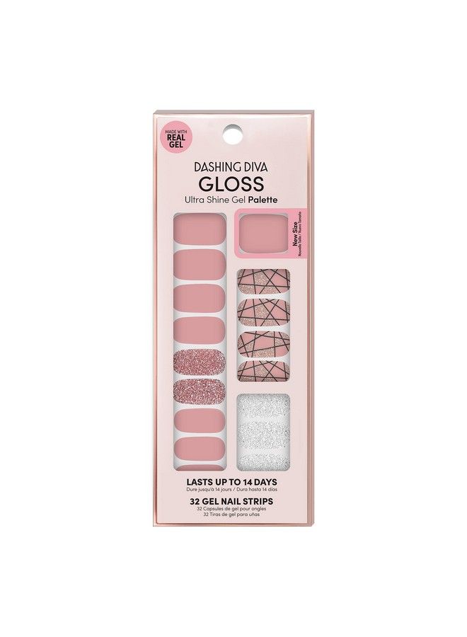 Gloss Nail Strips Rose Sparkle Uv Free Chip Resistant Long Lasting Gel Nail Stickers Contains 32 Nail Wraps 1 Prep Pad 1 Nail File