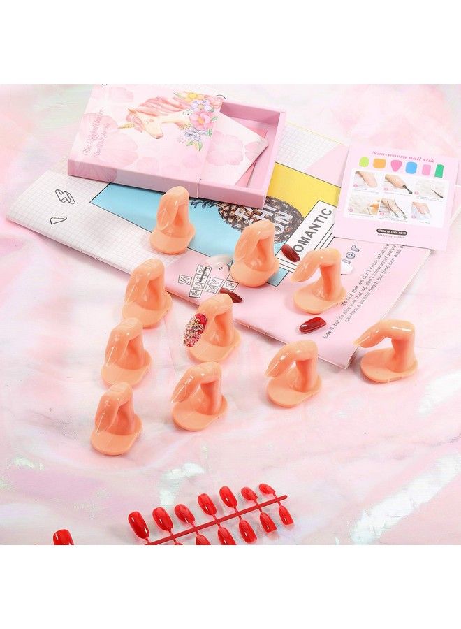 20 Pieces Practice Manicure Fingers With False Nails Training Fingers For Acrylic Gel Nail Art Hand Nail Art Training Display Decoration
