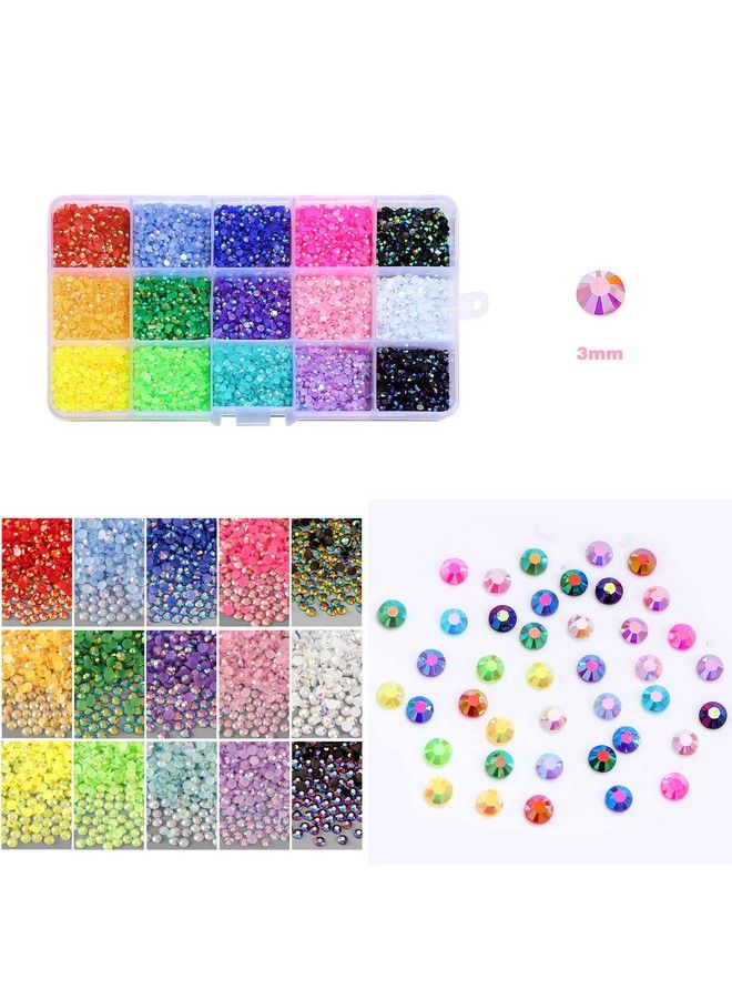15000 Pcsbox Nail Art Rhinestones15 Colors 3Mm Flatbottomed Round Nail Rhinestones Glitter Crystal Gem Rhinestonediy Decoration Accessories
