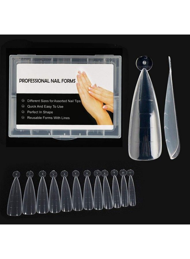 Clear Dual Forms Acrylic Nail System Uv Gel Nail Mold Full Cover Fasle Nail Tips With Scale 12 Size Manicure Pedicure Tools For Polygel Nail Tips (120 Water Drops Dual Forms)