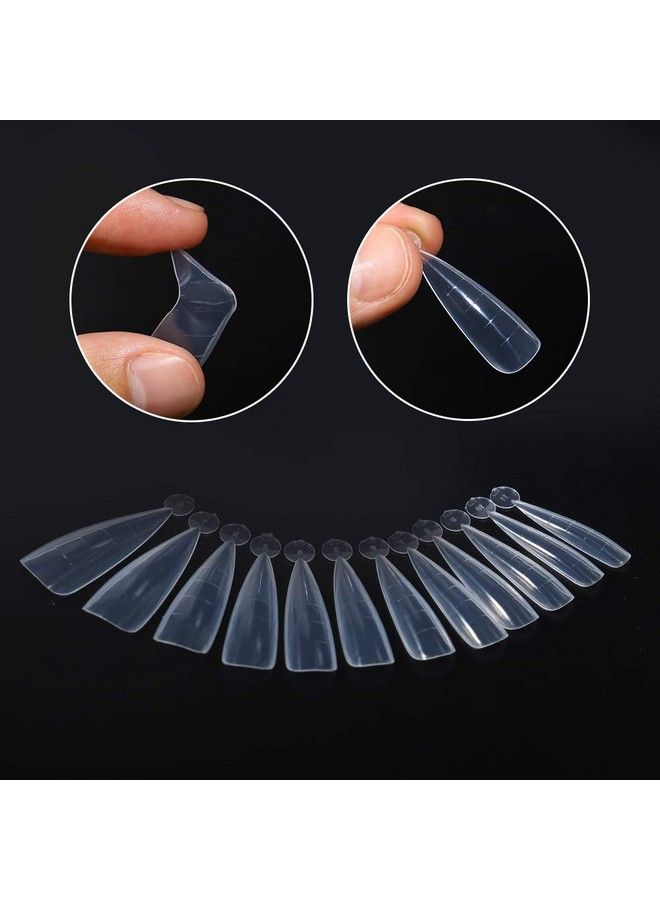 Clear Dual Forms Acrylic Nail System Uv Gel Nail Mold Full Cover Fasle Nail Tips With Scale 12 Size Manicure Pedicure Tools For Polygel Nail Tips (120 Water Drops Dual Forms)