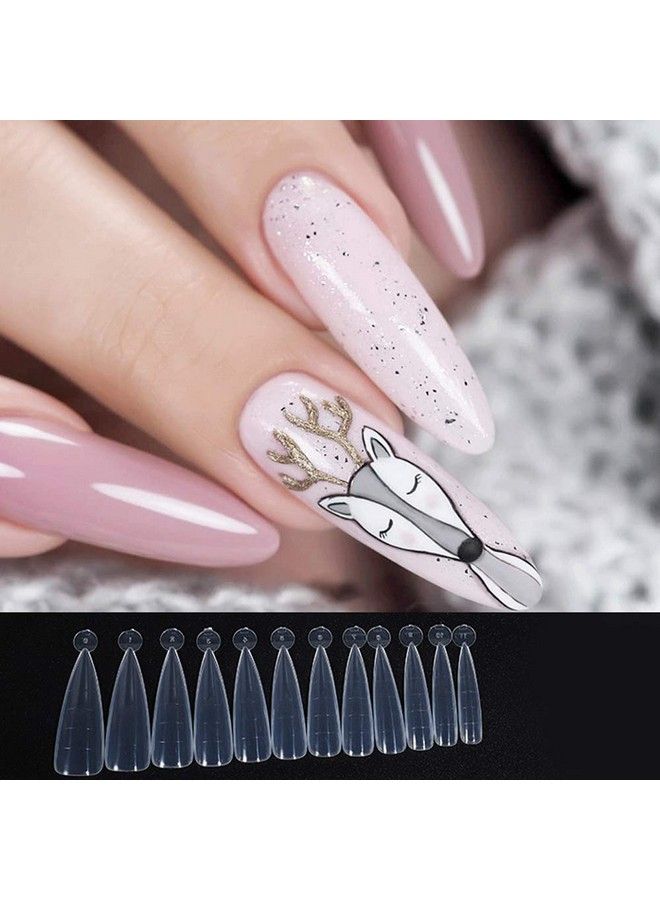 Clear Dual Forms Acrylic Nail System Uv Gel Nail Mold Full Cover Fasle Nail Tips With Scale 12 Size Manicure Pedicure Tools For Polygel Nail Tips (120 Water Drops Dual Forms)