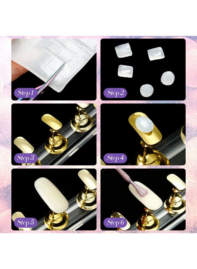 4 Set Nail Tips Holders Magnetic Acrylic Nail Practice Stands Fingernail Display Stands Manicure Training Holder And 126 Pieces Clear Reusable Sticky Clay Adhesive Putty (Gold Silver Black White)