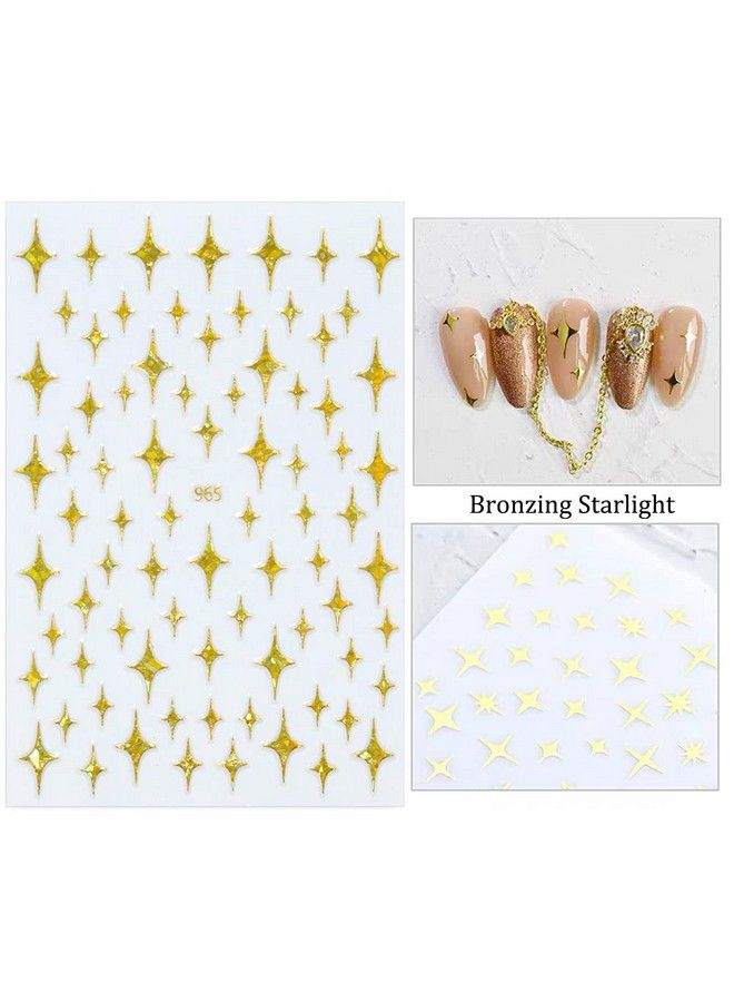 Stars Nail Art Stickers Decals 6Sheets Nail Art Supplies 3D Selfadhesive Nail Art Decoration Stars Holographic Laser Design Nail Art Accessories Women And Girls Diy Acrylic Nail Art