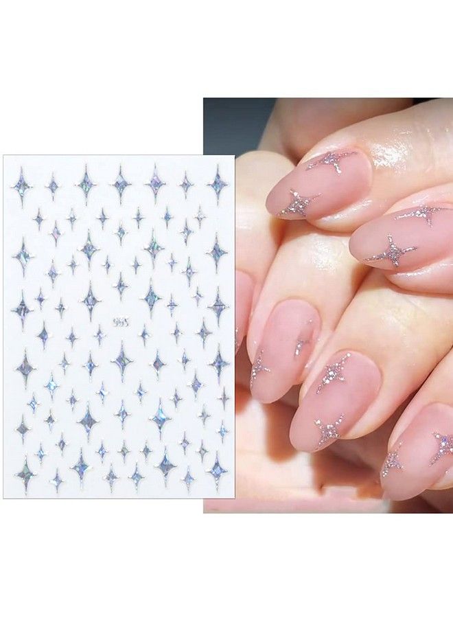 Stars Nail Art Stickers Decals 6Sheets Nail Art Supplies 3D Selfadhesive Nail Art Decoration Stars Holographic Laser Design Nail Art Accessories Women And Girls Diy Acrylic Nail Art