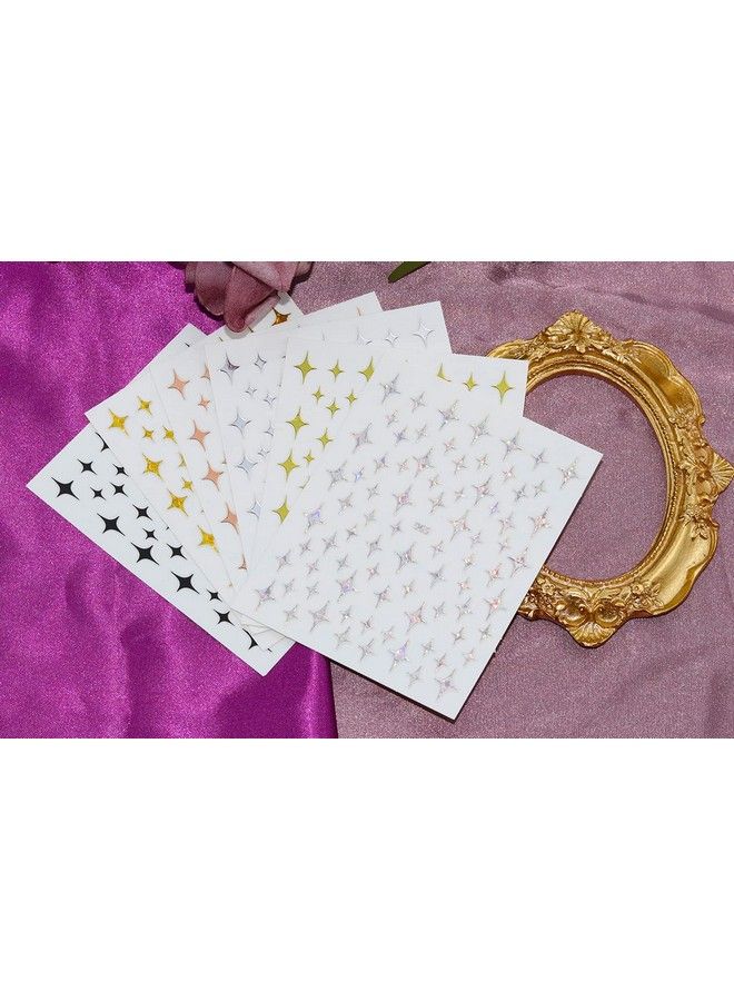 Stars Nail Art Stickers Decals 6Sheets Nail Art Supplies 3D Selfadhesive Nail Art Decoration Stars Holographic Laser Design Nail Art Accessories Women And Girls Diy Acrylic Nail Art