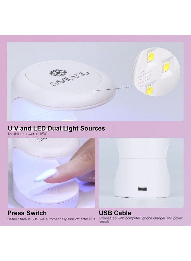 Mini Nail Lamp Quickdry Gel Nail Lamp 16W Portable U V Light For Easy And Fast Nail Extension U V Led Curing Lamp For Manicure Starters Diy Nail Art