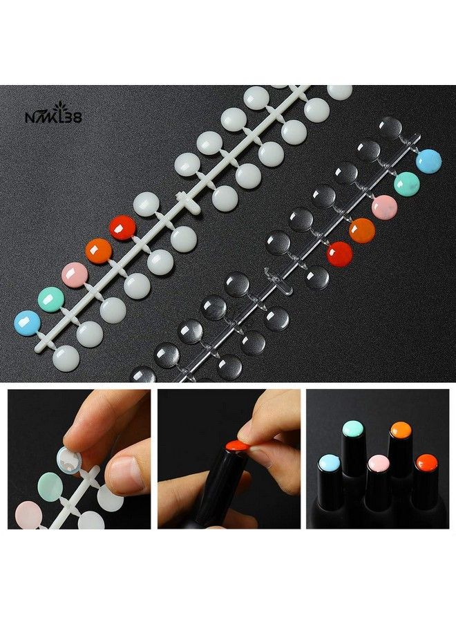 False Nail Tips Color Chart 120 Tipspack Flat Back Fake Display Tips With Adhesive Sticker For Uvgelpolish Nail Art Color Display Card (Transparent)