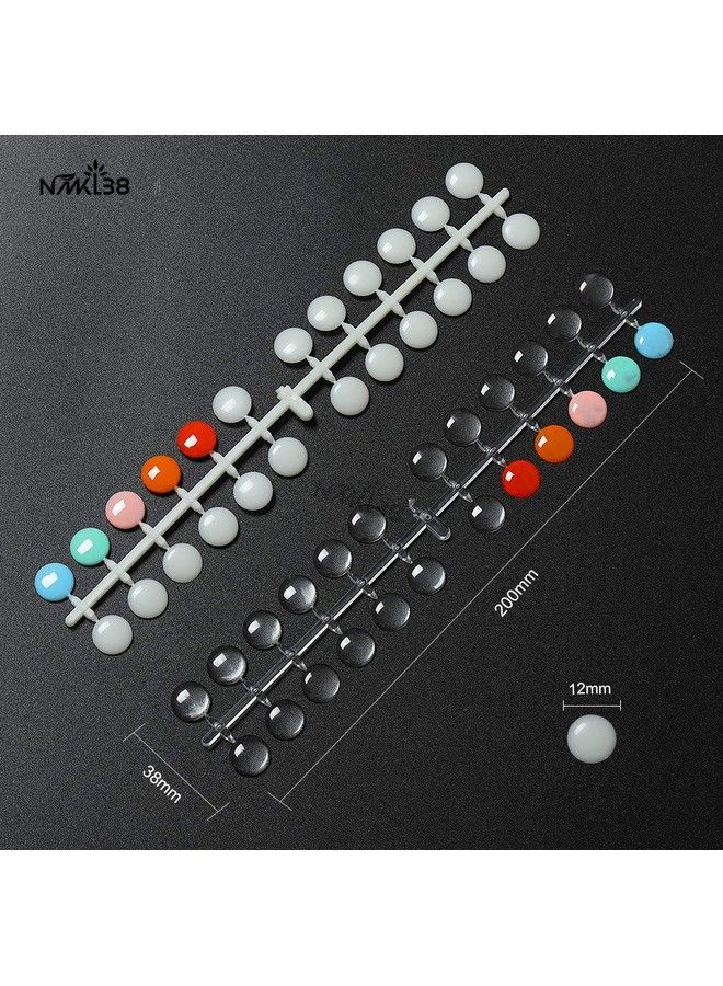 False Nail Tips Color Chart 120 Tipspack Flat Back Fake Display Tips With Adhesive Sticker For Uvgelpolish Nail Art Color Display Card (Transparent)