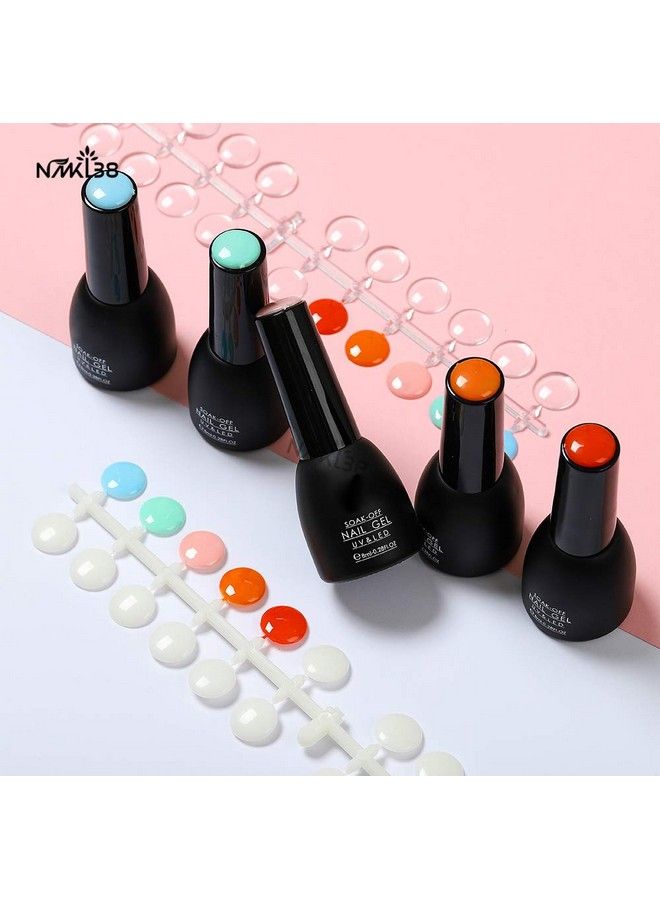 False Nail Tips Color Chart 120 Tipspack Flat Back Fake Display Tips With Adhesive Sticker For Uvgelpolish Nail Art Color Display Card (Transparent)
