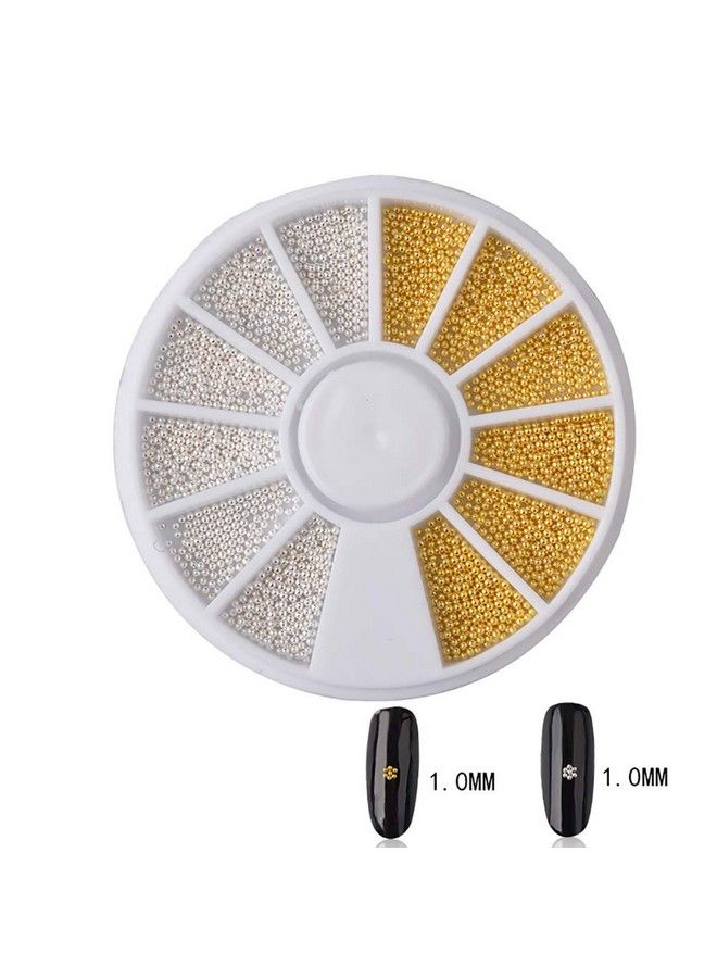 Multisize Mini Steel Ball Caviar Beads 3D Nails Art Decoration Gold Silver Rose Gold Color Ball Beads Nail Art Accessories