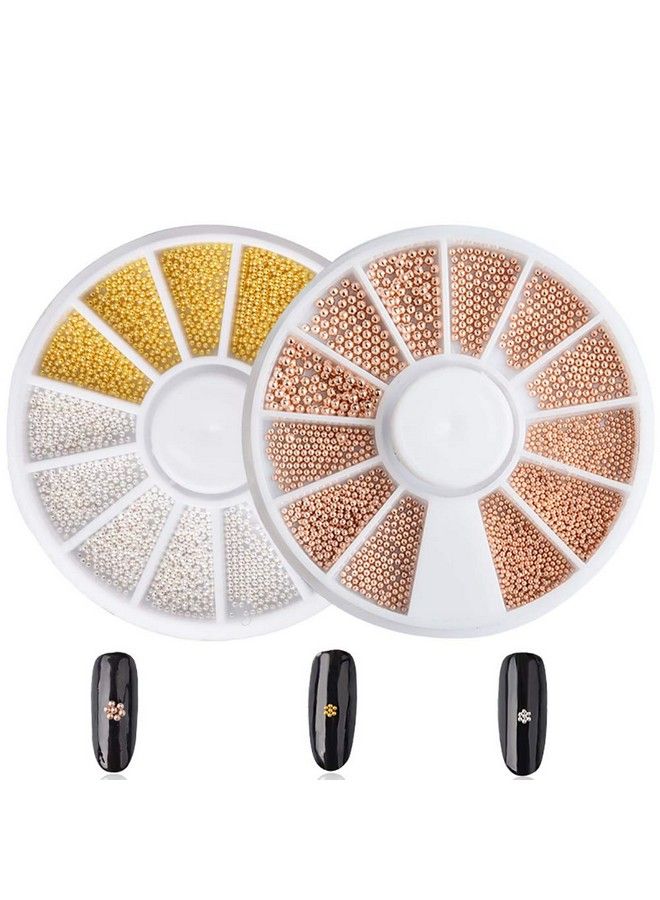 Multisize Mini Steel Ball Caviar Beads 3D Nails Art Decoration Gold Silver Rose Gold Color Ball Beads Nail Art Accessories