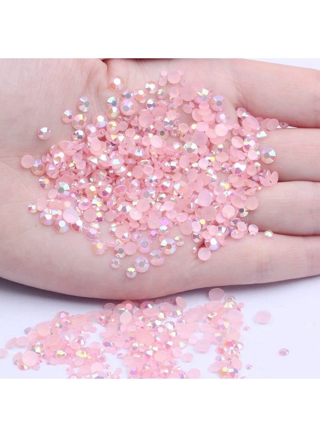 Mixed 1000Pcs 26Mm Light Pink Ab Resin Nail Rhinestones 3D Non Hotfix Glitter Round Flatback Nail Stones Strass Gems Diamonds Diy Nail Art Decoration (20 Light Pink Ab)