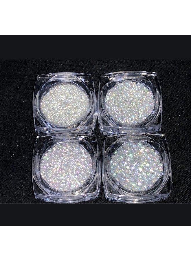 4 Bottles Mini Pixie Caviar Nail Crystal Beads Glitter Rhinestones Ultra Micro Ab Stones For Nail Need Glue Phone & Nail Art Decoration (Ab Clear)