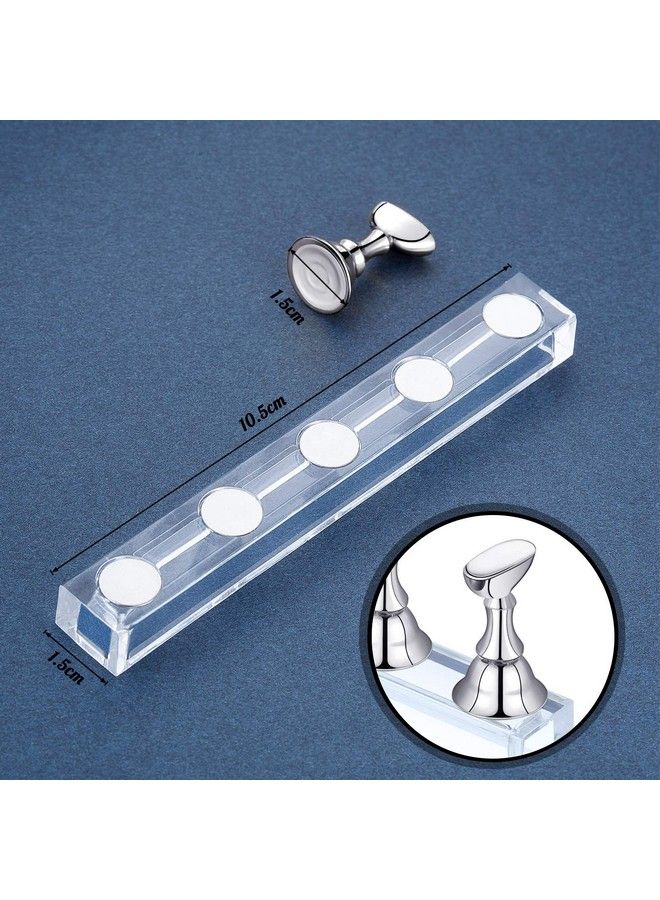 2 Sets Acrylic Nail Display Stand Nail Practice Holder Magnetic Nail Practice Stand Fingernail Diy Nail Stand For False Nail Manicure Tool Salon Use (Silver)