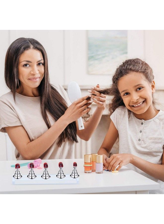 2 Sets Acrylic Nail Display Stand Nail Practice Holder Magnetic Nail Practice Stand Fingernail Diy Nail Stand For False Nail Manicure Tool Salon Use (Silver)