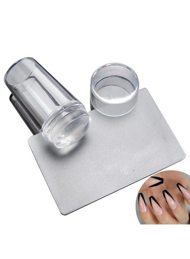 2.8Cm Head Clear Jelly Silicone Nail Art Stamper Scraper With Cap Transparent Stamping Polish Transfer Templates Tools Manicureclear Silicone French Tip Nail Stamp