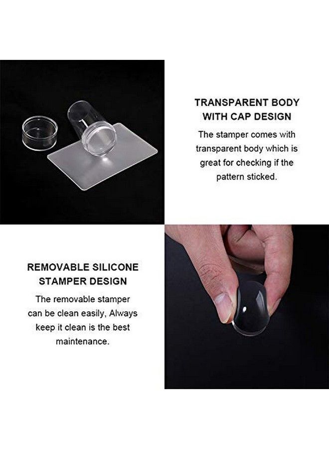 Nail Art Stamper Clear Silicone Stamping Jelly With Scraper Transparent Visible Body No Misplacement For Diy Nail Decor (Clear)