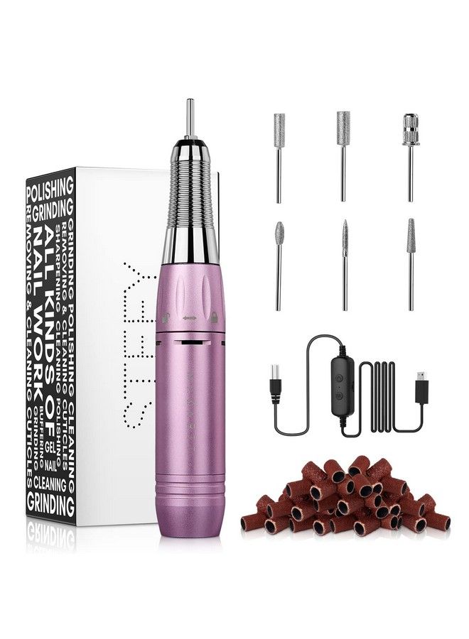 Stefy Electric Nail Drill Machine Portable Efile Kit For Acrylic Nails Professional Manicure Set With Nail Drill Bits Sanding Bands For Shaping Polishing Removing Pink