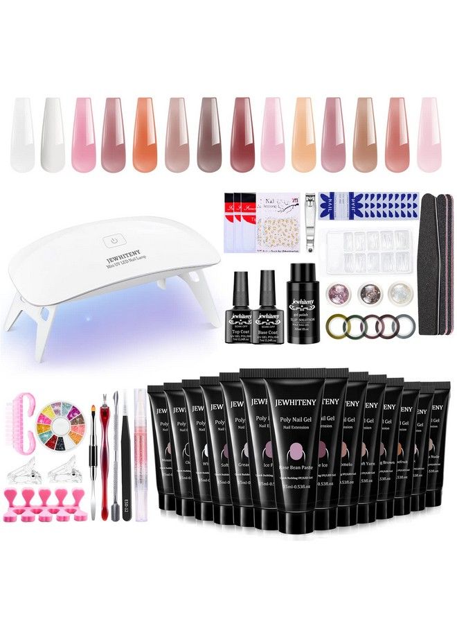 Poly Extension Gel Nail Kit 14 Pcs Poly Gel With Mini Nail Lamp Poly Nail Gel Kit With Slip Solution Basic Poly Gel Nail Art Tools Nail Art Design Beginner Kit