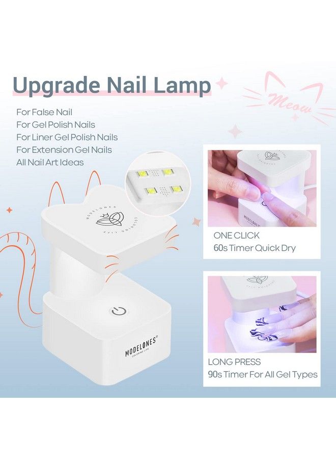 Nail Tips And Glue Gel Kit Gel X Nail Kit 4 In 1 Nail Glue Gel Ultraportable Led Nail Lamp With 500Pcs Coffin Nail Nail Prep Dehydrate And Diy Nail Art Tools Gel Nail Extension Kit