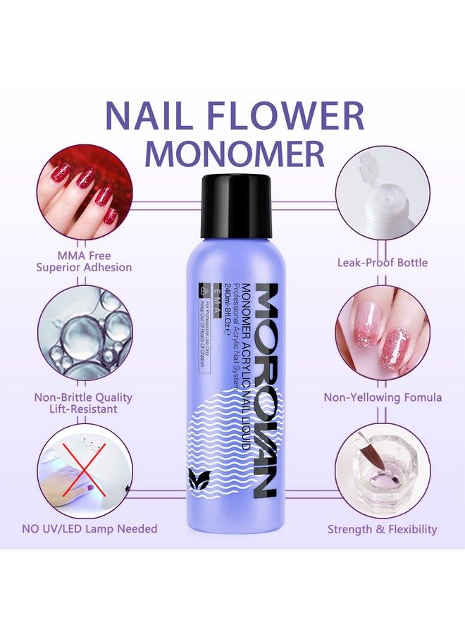 Monomer Acrylic Nail Liquid 8Oz For Acrylic Powder Professional Monomer Acrylic Nail Liquid For Acrylic Nail Extension Nonyellowing Mmafree