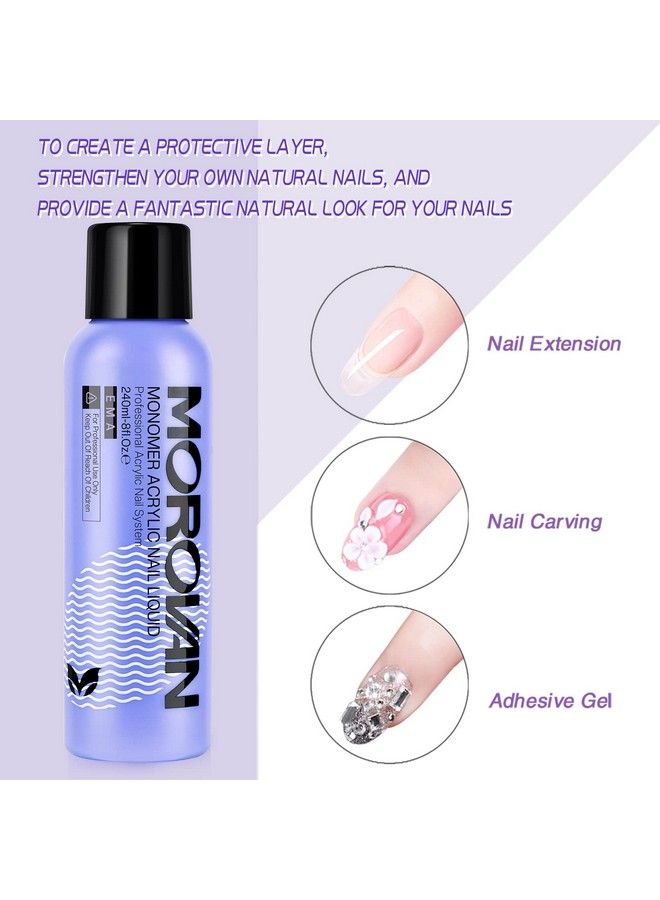 Monomer Acrylic Nail Liquid 8Oz For Acrylic Powder Professional Monomer Acrylic Nail Liquid For Acrylic Nail Extension Nonyellowing Mmafree