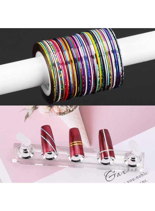 120 Pcs Nail Striping Tapes Nail Art Decoration Tape Lines For Diy Nail Tip With 4 Pcs Nail Tape Dispenser Cases
