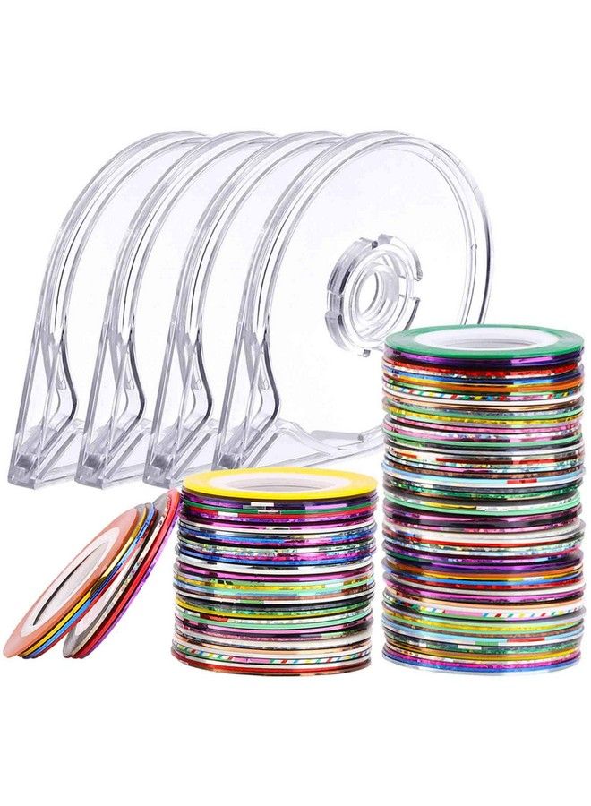 120 Pcs Nail Striping Tapes Nail Art Decoration Tape Lines For Diy Nail Tip With 4 Pcs Nail Tape Dispenser Cases
