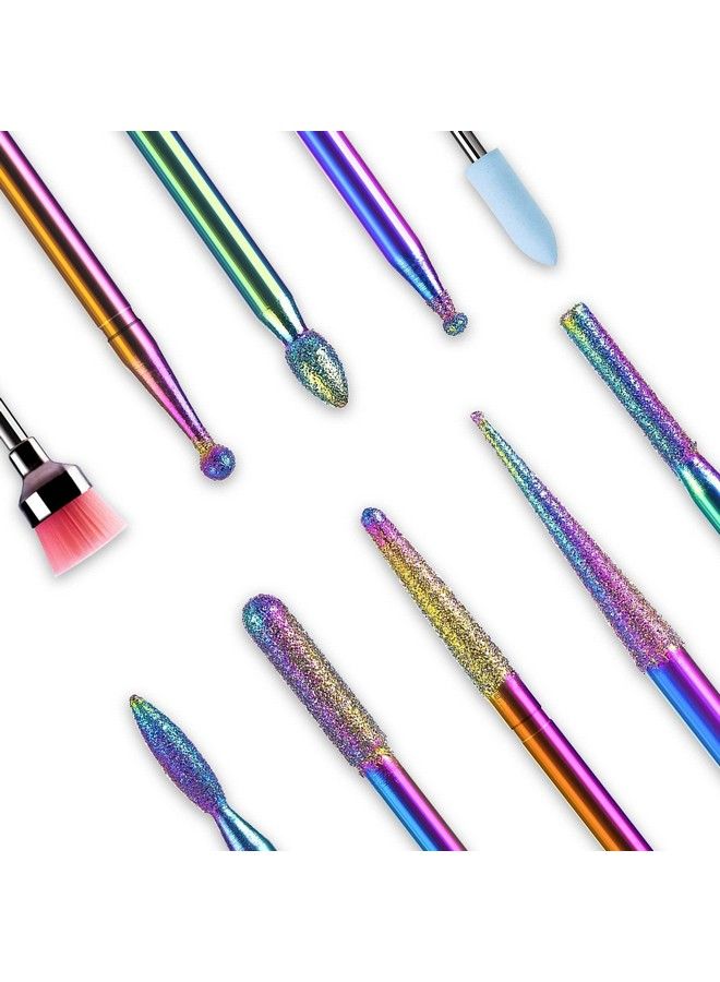 10Pcs Diamond Nail Drill Bit Set 332 Inch Cuticle Nail Drill Bits For Acrylic Gel Aritificial Nails Shapen Remove Cleaning Tools For Manicure Pedicure Home Salon Use