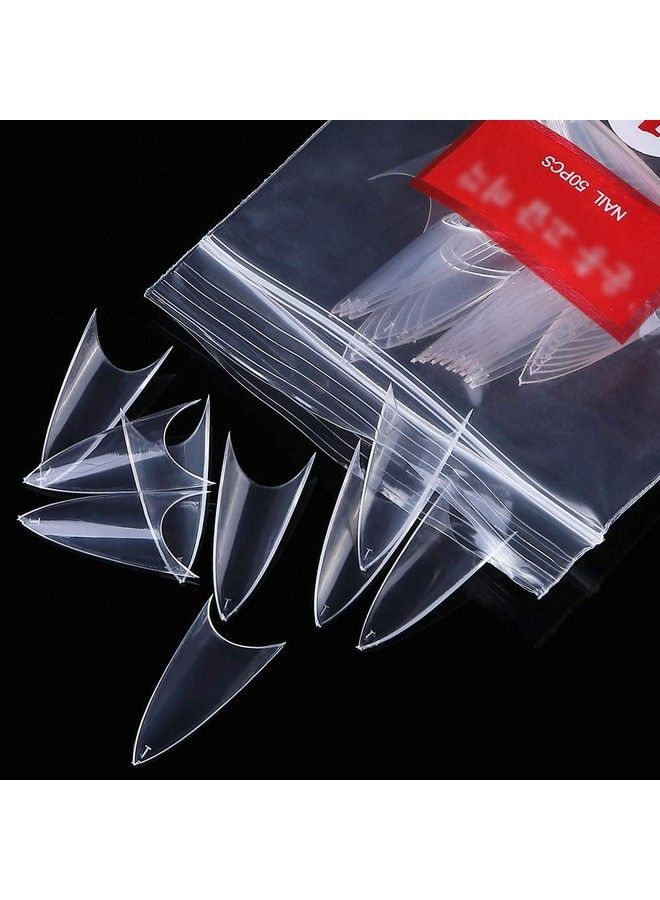 Stiletto Nail Tips Acrylic False Nail Clear And Natural 1000Pcs Artificial Press On Fake Nails For Women With Bag (Short Clear+Natural)