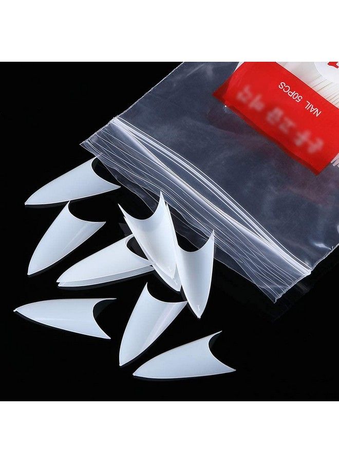 Stiletto Nail Tips Acrylic False Nail Clear And Natural 1000Pcs Artificial Press On Fake Nails For Women With Bag (Short Clear+Natural)