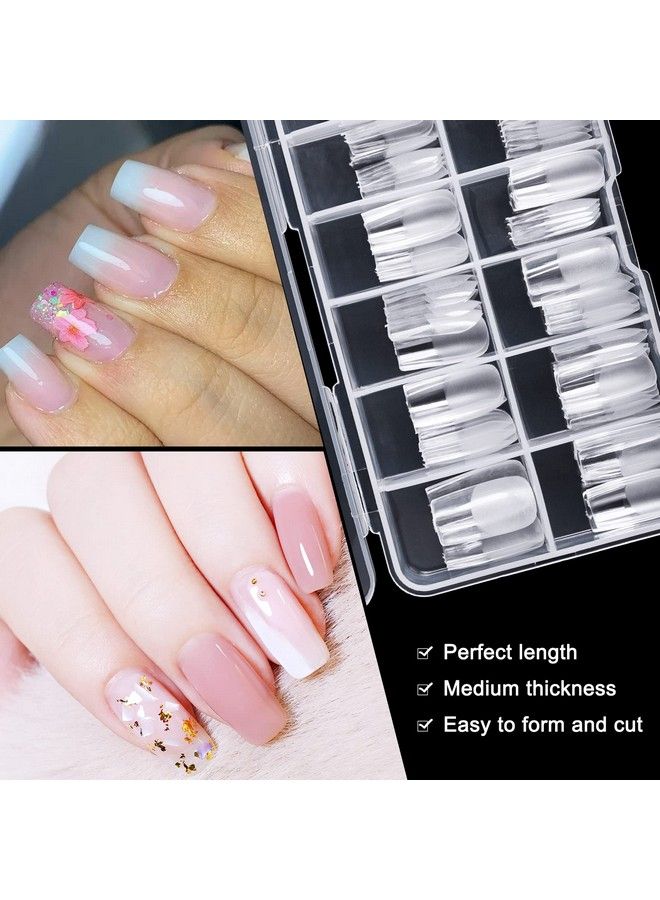 Square Nail Tips120 Pcs Artificial Full Cover Nail Tips Soft Clear Gel Tips 12 Sizes Square Sharp False Nails With Box For Home Diy Nail Salon