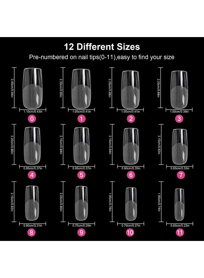 Square Nail Tips120 Pcs Artificial Full Cover Nail Tips Soft Clear Gel Tips 12 Sizes Square Sharp False Nails With Box For Home Diy Nail Salon