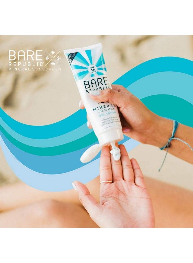 Mineral Sunscreen & Sunblock Gel Body Lotion With Zinc Oxide And Calendula Oil Broad Spectrum Spf 30 Reef Friendly 4 Fl Oz