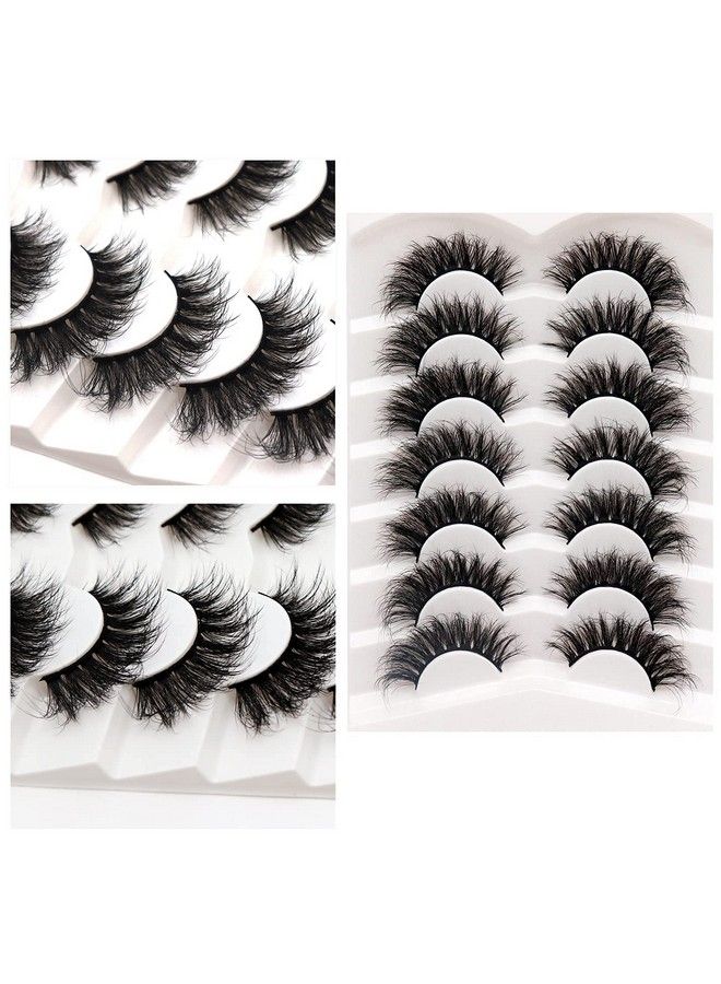 False Eyelashes Wispy Faux Mink Lashes Fluffy Handmade Fake Eyelashes 18MM Natural Look 7 Pairs Pack Luxury Cat Eye Lashes (804)