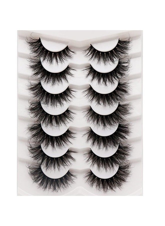 False Eyelashes Wispy Faux Mink Lashes Fluffy Handmade Fake Eyelashes 18MM Natural Look 7 Pairs Pack Luxury Cat Eye Lashes (804)