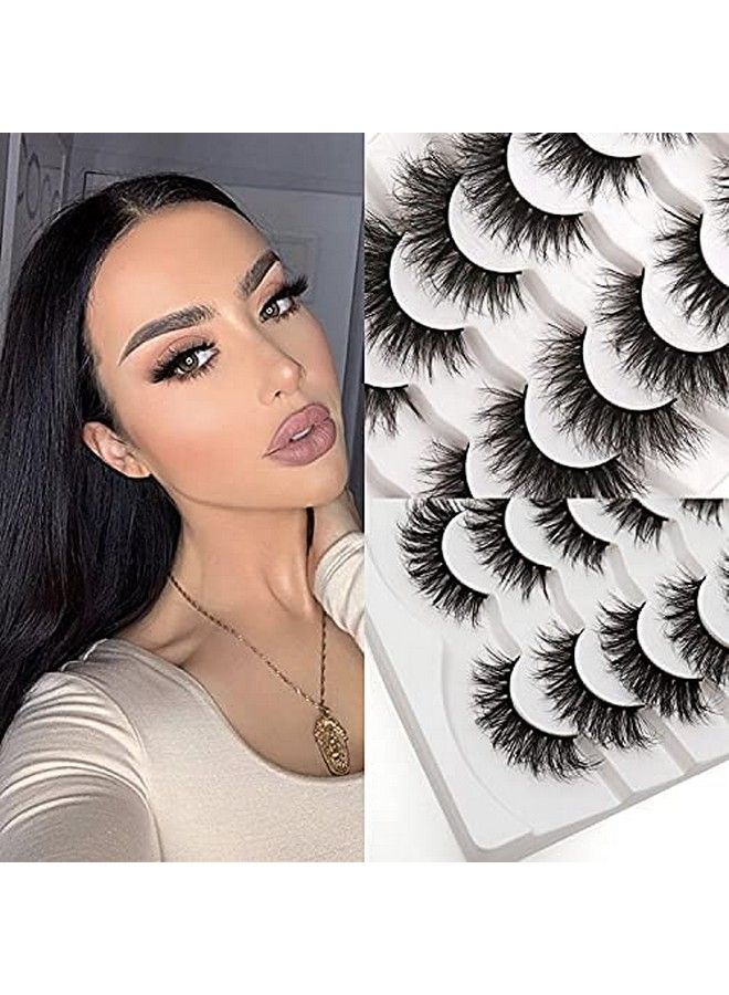 False Eyelashes Wispy Faux Mink Lashes Fluffy Handmade Fake Eyelashes 18MM Natural Look 7 Pairs Pack Luxury Cat Eye Lashes (804)