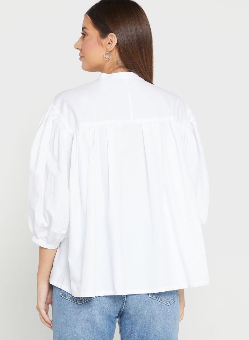 Puff Sleeve Button Down Shirts